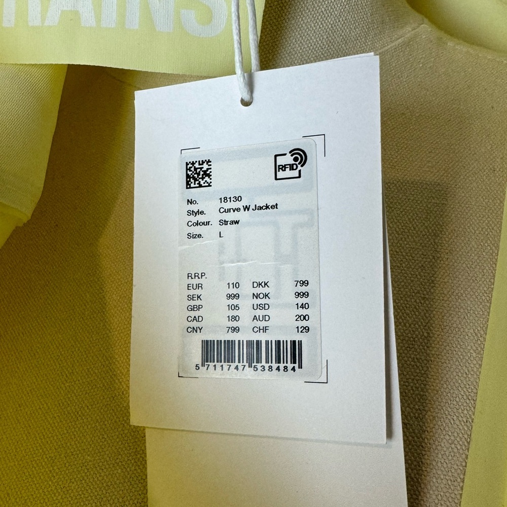 RAINS Yellow Straw Curve Trenchcoat Rain Jacket Women’s Large - Picture 8 of 10